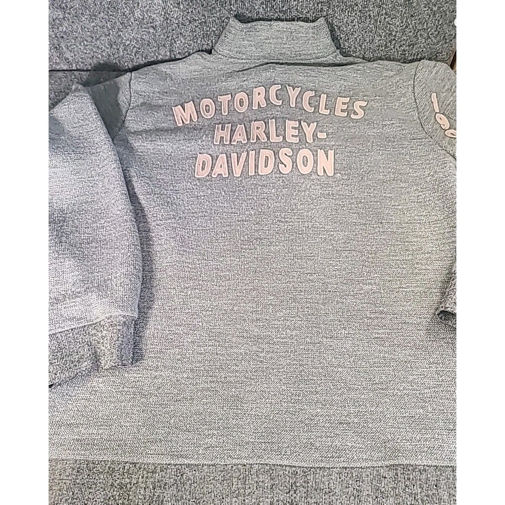 Harley Davidson 1/4 Button Heavy Sweater Sweatshirt Grey Size 2xl Pullover - Picture 9 of 13